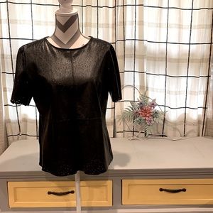 Apt. 9 Lazer cut faux leather blouse